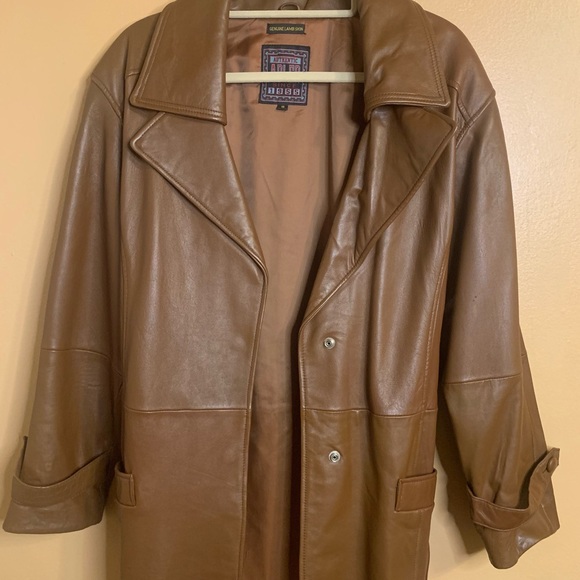 Brown Vintage Leather Mid Length Coat - Picture 2 of 3